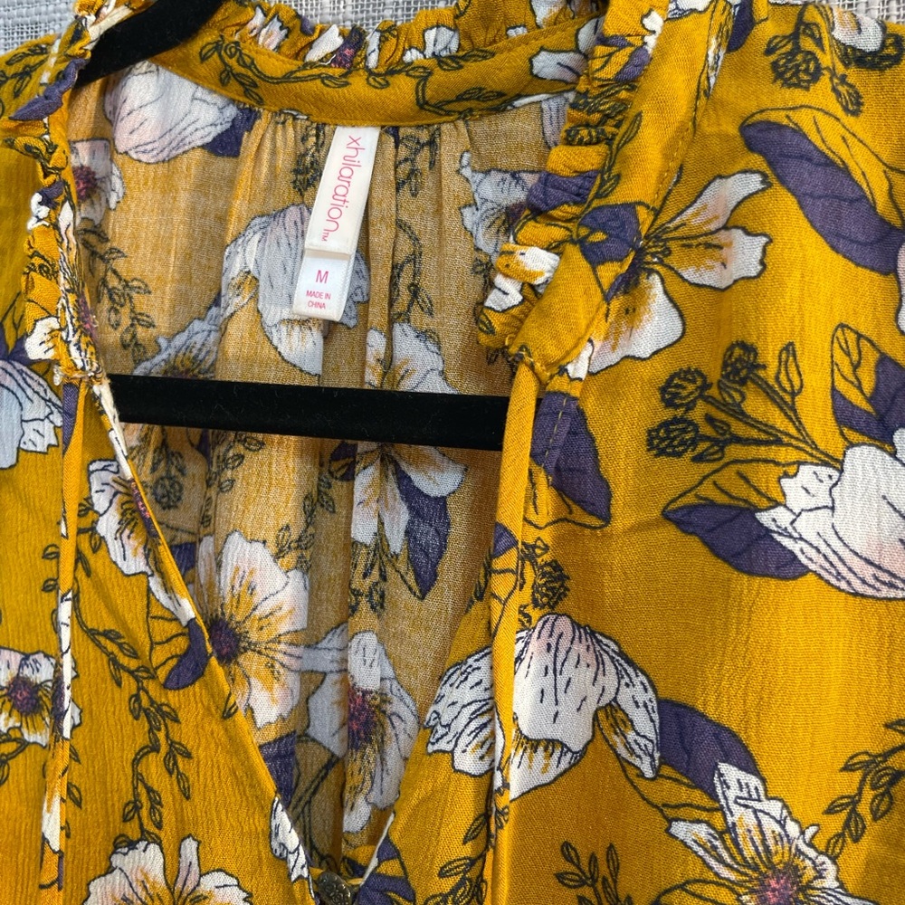 Floral flowy dress, gold floral boho